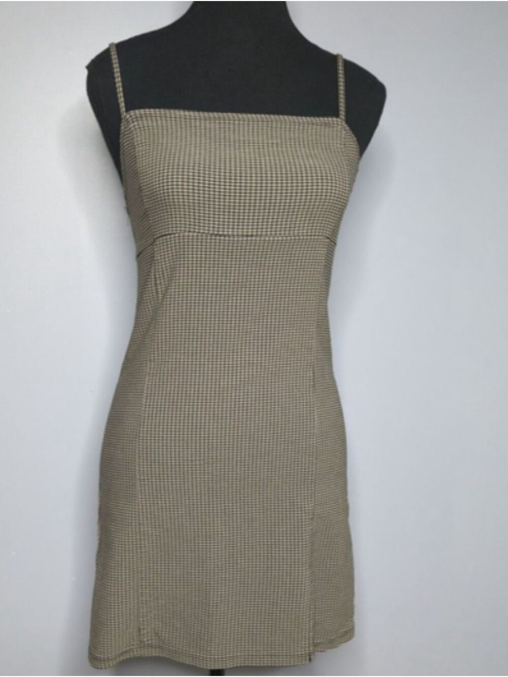 Garage Vintage 90s Houndstooth Spaghetti Strap Mini Dress M